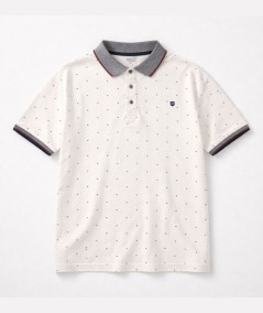 Polo blanco para hombre Rever 31559 de algodón con diseño sublimado y cuello con botones ideal para looks casual de verano