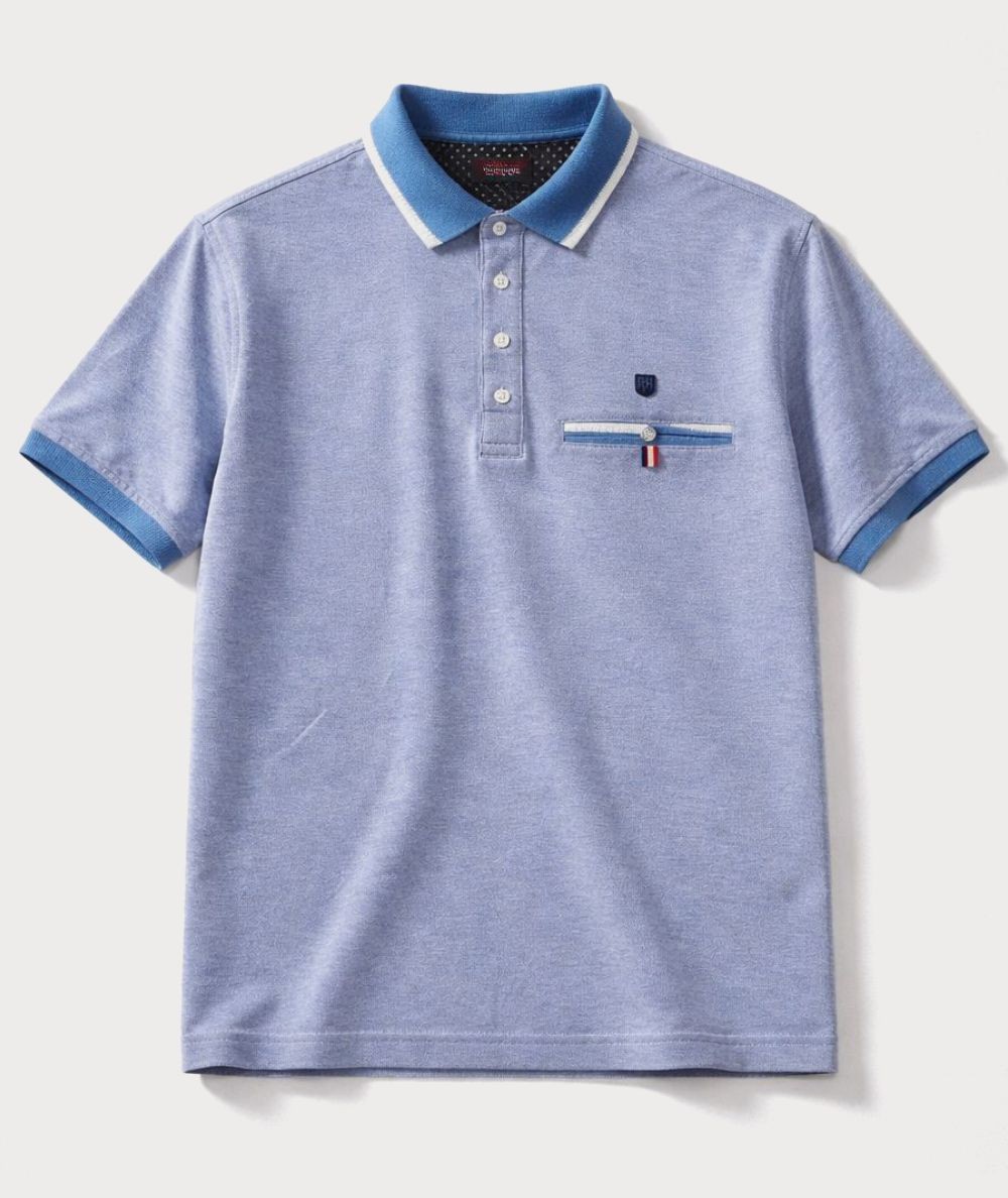 Polo para hombre Rever 31532 de algodón y viscosa con bolsillo y cuello con botones ideal para looks casual y verano