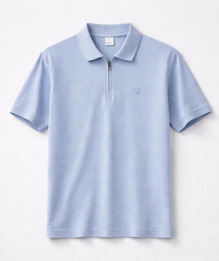 Polo azul para hombre Jack and Jones 12286330 con cuello de cremallera en algodón y poliéster ideal para looks casual y moderno