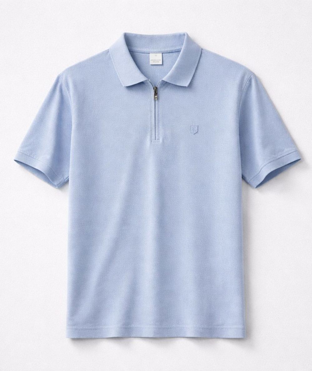 Polo azul para hombre Jack and Jones 12286330 con cuello de cremallera en algodón y poliéster ideal para looks casual y moderno