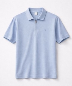 Polo azul para hombre Jack and Jones 12286330 con cuello de cremallera en algodón y poliéster ideal para looks casual y moderno