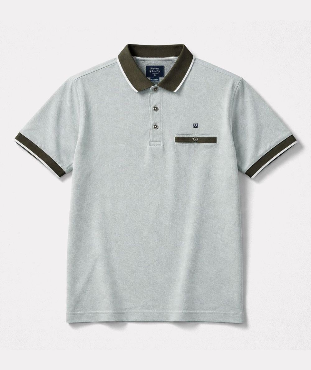 Polo para hombre Rever 31535 de algodón y viscosa con bolsillo izquierdo y cuello con botones ideal para looks casual y verano