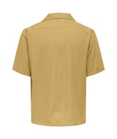 Camisa de manga corta para hombre Only and Sons 22033778 en algodón y modal con cuello resort color ratán ideal para looks casu