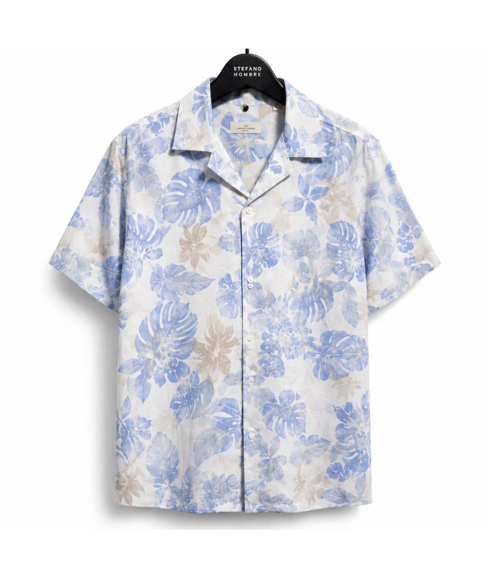 Camisa de manga corta para hombre Carlos Córdoba 82520 confeccionada en 100% lino con cuello clásico, fresca, ligera y perfecta