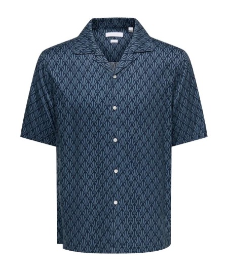Camisa de manga corta para hombre Only and Sons 22037249 con estampado geométrico y corte Relax Fit, ideal para looks casuales 