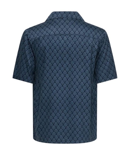 Camisa de manga corta para hombre Only and Sons 22037249 con estampado geométrico y corte Relax Fit, ideal para looks casuales 