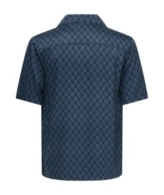 Camisa de manga corta para hombre Only and Sons 22037249 con estampado geométrico y corte Relax Fit, ideal para looks casuales 