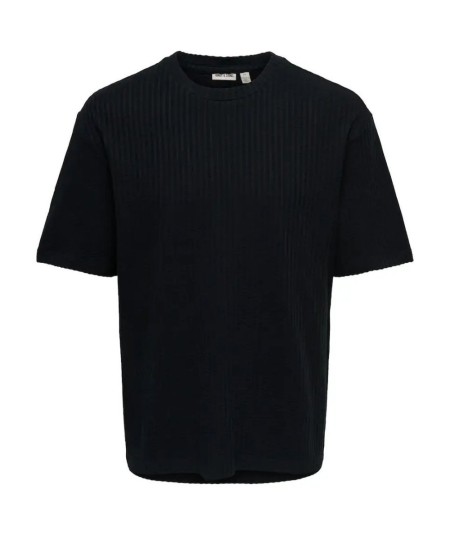 Camiseta para hombre Only and Sons 22038188 confeccionada en 100% algodón con tejido jacquard, cuello redondo y corte Box Fit, 