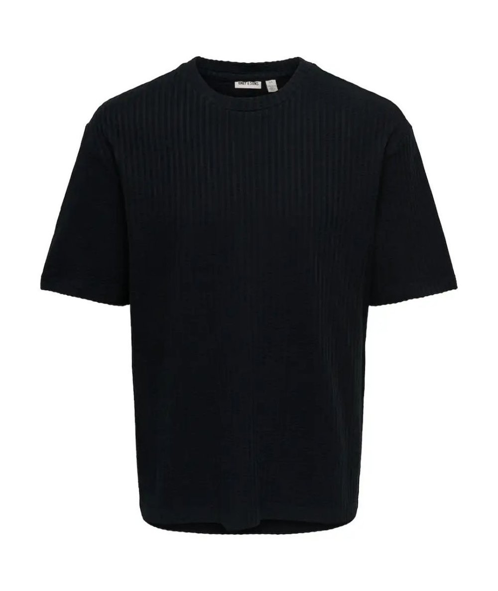Camiseta para hombre Only and Sons 22038188 confeccionada en 100% algodón con tejido jacquard, cuello redondo y corte Box Fit, 