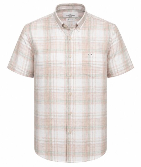 Camisa de manga corta para hombre Carlos Córdoba 83832 en color tostado confeccionada en algodón y poliéster, ideal para looks 