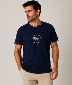 Camiseta para hombre Privata PRI2536 en color marino confeccionada en 100% algodón, cómoda, transpirable y perfecta para looks 