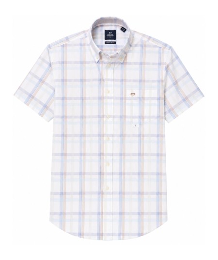 Camisa de manga corta para hombre Carlos Córdoba 63817 Regular Fit con bolsillo delantero izquierdo y dos pinzas laterales en l