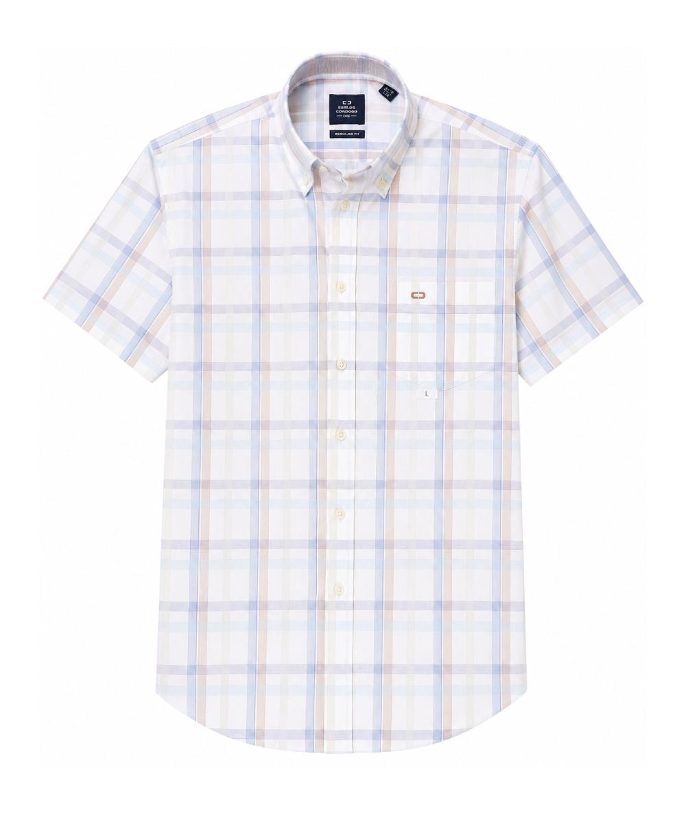 Camisa de manga corta para hombre Carlos Córdoba 63817 Regular Fit con bolsillo delantero izquierdo y dos pinzas laterales en l