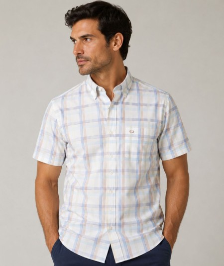 Camisa de manga corta para hombre Carlos Córdoba 63817 Regular Fit con bolsillo delantero izquierdo y dos pinzas laterales en l