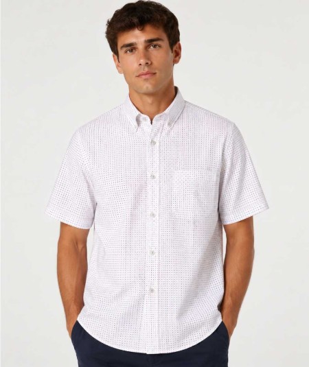 Camisa de manga corta para hombre Carlos Córdoba 83837 Regular Fit confeccionada en 100% algodón con dos pinzas en la espalda, 