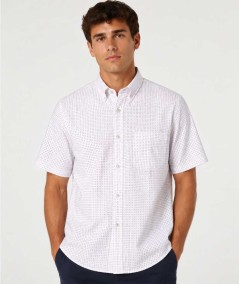Camisa de manga corta para hombre Carlos Córdoba 83837 Regular Fit confeccionada en 100% algodón con dos pinzas en la espalda, 