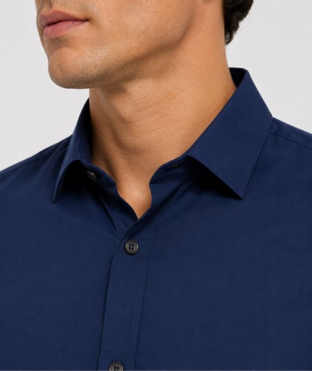 Camisa de manga corta para hombre Carlos Córdoba 00710 Custom Fit confeccionada en 97% algodón y 3% spandex, sin bolsillo delan