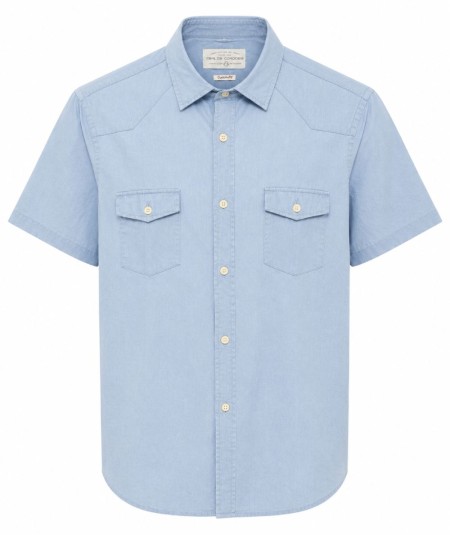 Camisa de manga corta para hombre Carlos Córdoba TAPETAS Custom Fit confeccionada en 100% algodón con dos bolsillos delanteros 