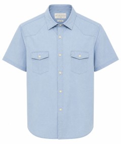 Camisa de manga corta para hombre Carlos Córdoba TAPETAS Custom Fit confeccionada en 100% algodón con dos bolsillos delanteros 
