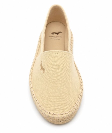Alpargatas para hombre Gilbert Teckel fabricadas en España con corte textil, logo bordado, vira de esparto y suela de goma, ide