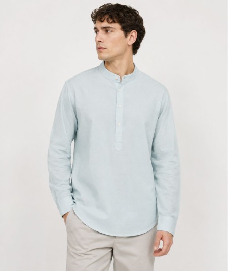Camisa de manga larga para hombre Rosso Ibiza CH742 confeccionada en 100% lino natural, con tira para remangar las mangas y pre
