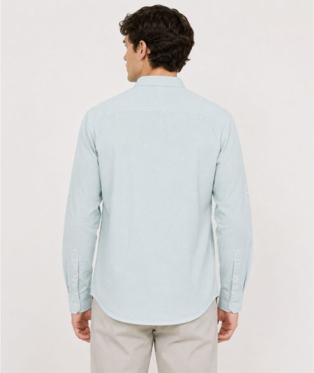 Camisa de manga larga para hombre Rosso Ibiza CH742 confeccionada en 100% lino natural, con tira para remangar las mangas y pre