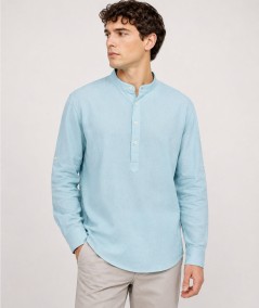 Camisa de manga larga para hombre Rosso Ibiza CH742 confeccionada en 100% lino natural, con tira para remangar las mangas y pre