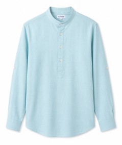 Camisa de manga larga para hombre Rosso Ibiza CH742 confeccionada en 100% lino natural, con tira para remangar las mangas y pre