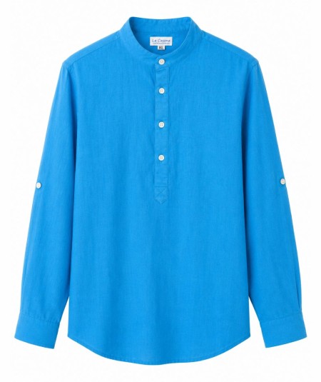 Camisa de manga larga para hombre Rosso Ibiza CH742 confeccionada en 100% lino natural, con tira para remangar las mangas y pre
