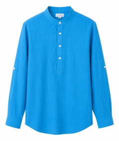 Camisa de manga larga para hombre Rosso Ibiza CH742 confeccionada en 100% lino natural, con tira para remangar las mangas y pre