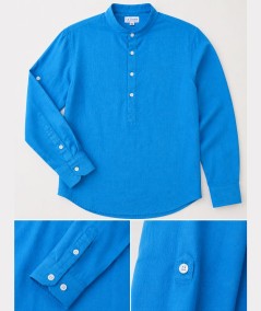 Camisa de manga larga para hombre Rosso Ibiza CH742 confeccionada en 100% lino natural, con tira para remangar las mangas y pre