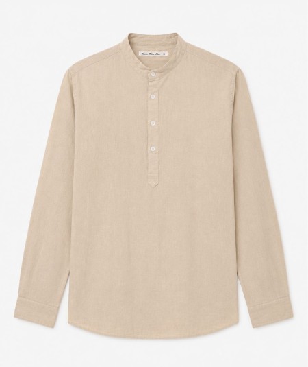 Camisa de manga larga para hombre Rosso Ibiza CH742 confeccionada en 100% lino natural, con tira para remangar las mangas y pre
