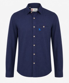 Camisa de manga larga para hombre 3001-P confeccionada en 100% algodón con efecto lino, con bolsillo delantero izquierdo y pres