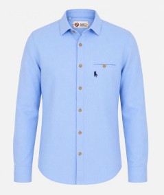 Camisa de manga larga para hombre 3001-P confeccionada en 100% algodón con efecto lino, con bolsillo delantero izquierdo y pres