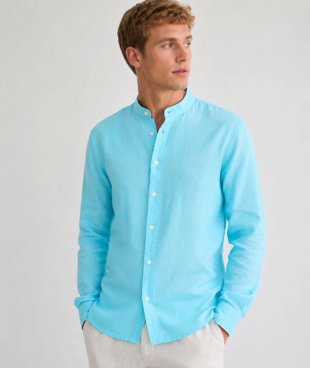 Camisa Hombre CH741 Lino Cuello Mao