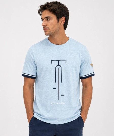 Camiseta para hombre Privata PRI2535 de manga corta en color azul confeccionada en 60% algodón y 40% poliéster, cómoda, ligera 