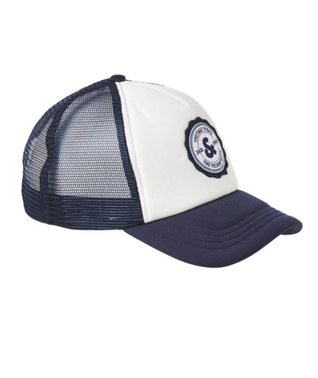 Gorra para hombre Jack & Jones Miles 12248834 estilo trucker en color azul marino y blanco con cierre ajustable trasero y logot