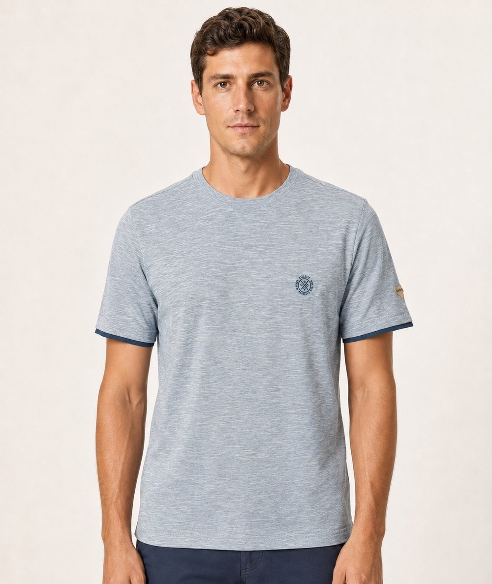 Camiseta para hombre Privata PRI2532 de manga corta confeccionada en 60% algodón y 40% poliéster, con logotipo en relieve y tej