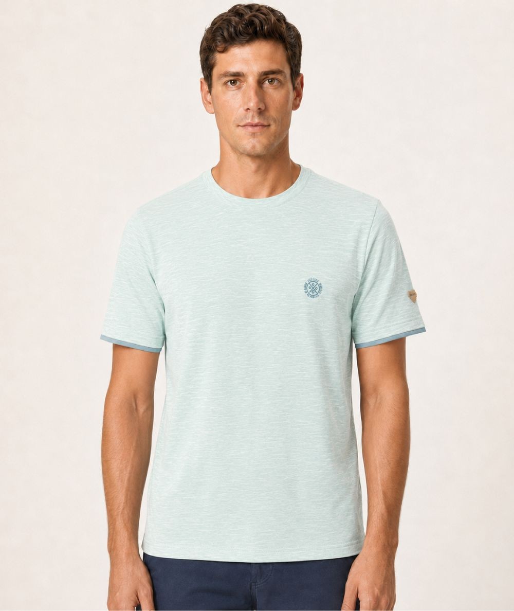 Camiseta para hombre Privata PRI2532 de manga corta confeccionada en 60% algodón y 40% poliéster, con logotipo en relieve y tej