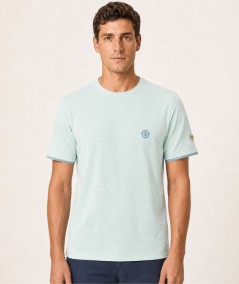 Camiseta para hombre Privata PRI2532 de manga corta confeccionada en 60% algodón y 40% poliéster, con logotipo en relieve y tej