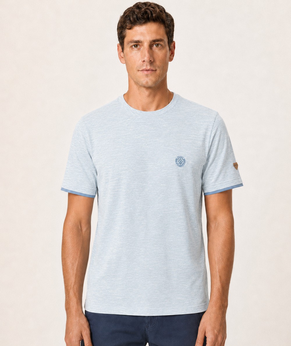 Camiseta para hombre Privata PRI2532 de manga corta confeccionada en 60% algodón y 40% poliéster, con logotipo en relieve y tej
