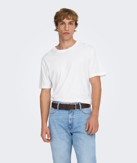 Camiseta para hombre Only & Sons 22025208 de manga corta confeccionada en 100% algodón orgánico, con cuello redondo, tejido jer