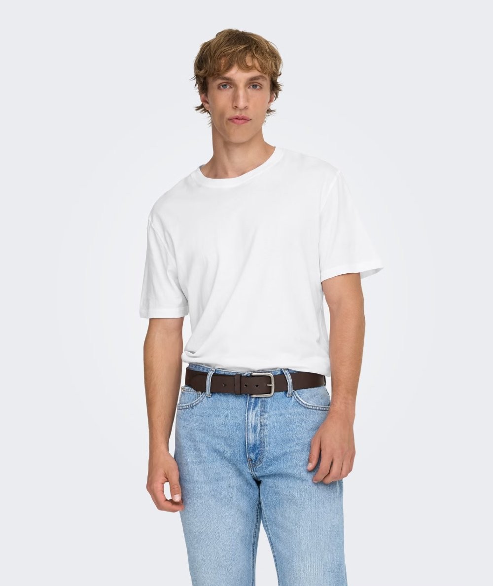 Camiseta para hombre Only & Sons 22025208 de manga corta confeccionada en 100% algodón orgánico, con cuello redondo, tejido jer