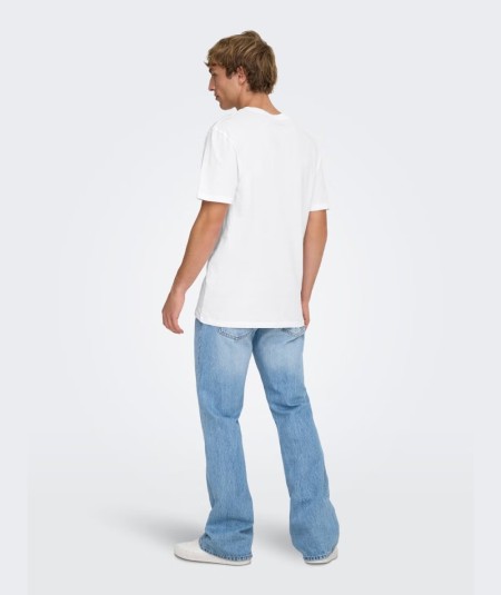 Camiseta para hombre Only & Sons 22025208 de manga corta confeccionada en 100% algodón orgánico, con cuello redondo, tejido jer