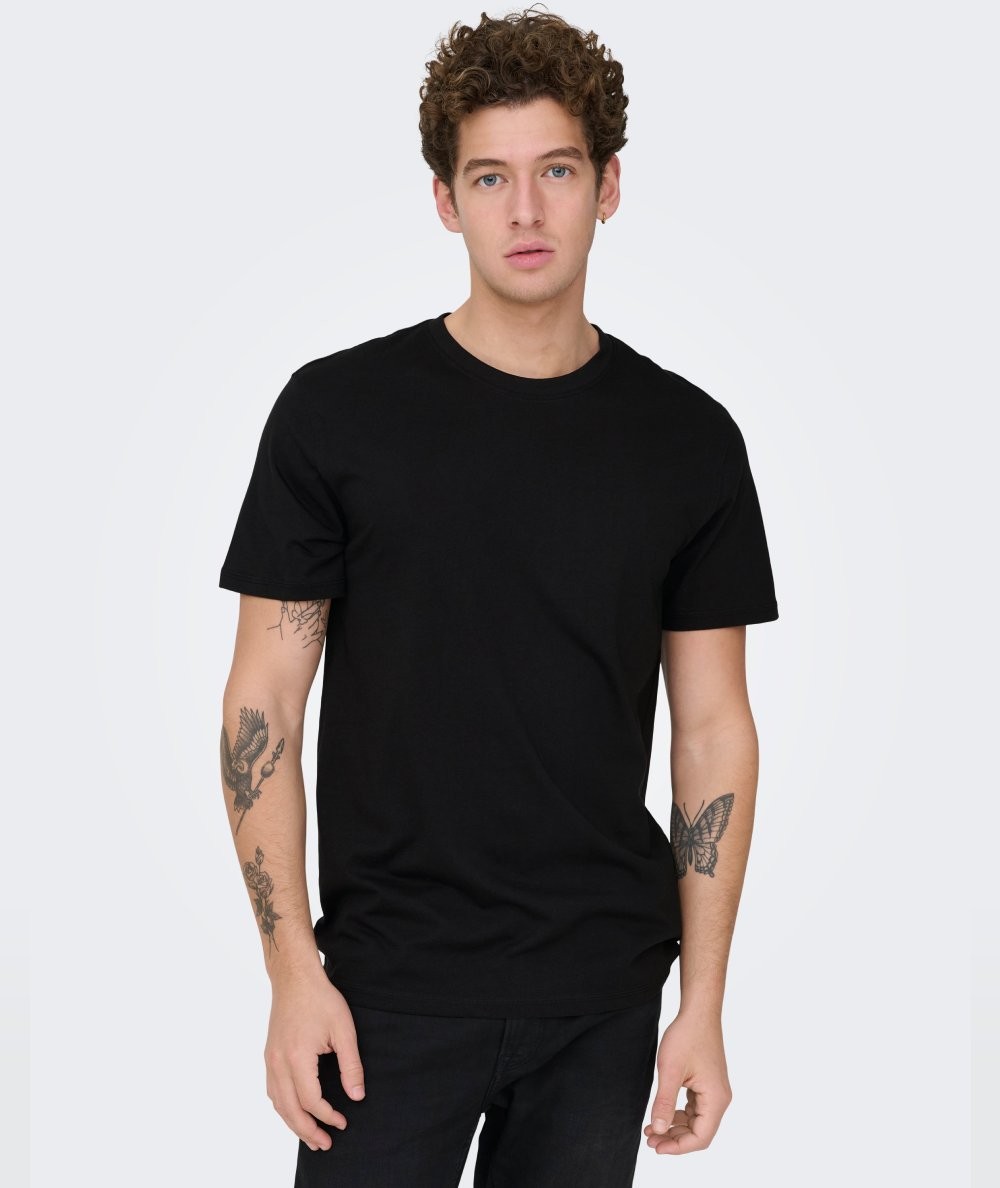Camiseta para hombre Only & Sons 22025208 de manga corta confeccionada en 100% algodón orgánico, con cuello redondo, tejido jer