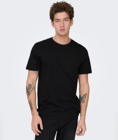 Camiseta para hombre Only & Sons 22025208 de manga corta confeccionada en 100% algodón orgánico, con cuello redondo, tejido jer