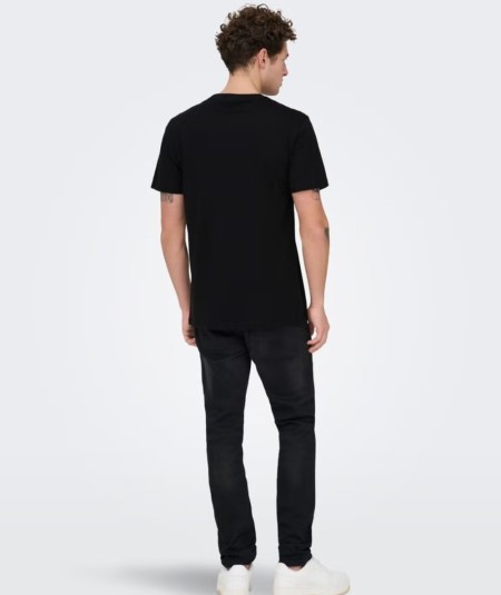 Camiseta para hombre Only & Sons 22025208 de manga corta confeccionada en 100% algodón orgánico, con cuello redondo, tejido jer