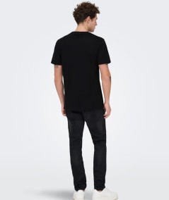 Camiseta para hombre Only & Sons 22025208 de manga corta confeccionada en 100% algodón orgánico, con cuello redondo, tejido jer