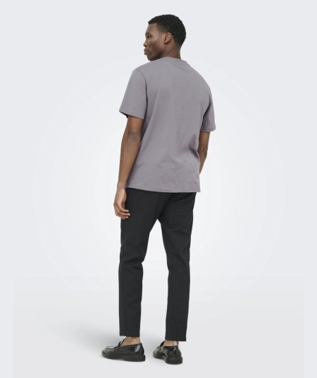 Camiseta para hombre Only & Sons 22036568 de manga corta confeccionada en 100% algodón orgánico, con cuello redondo, tejido jer
