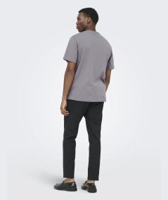 Camiseta para hombre Only & Sons 22036568 de manga corta confeccionada en 100% algodón orgánico, con cuello redondo, tejido jer